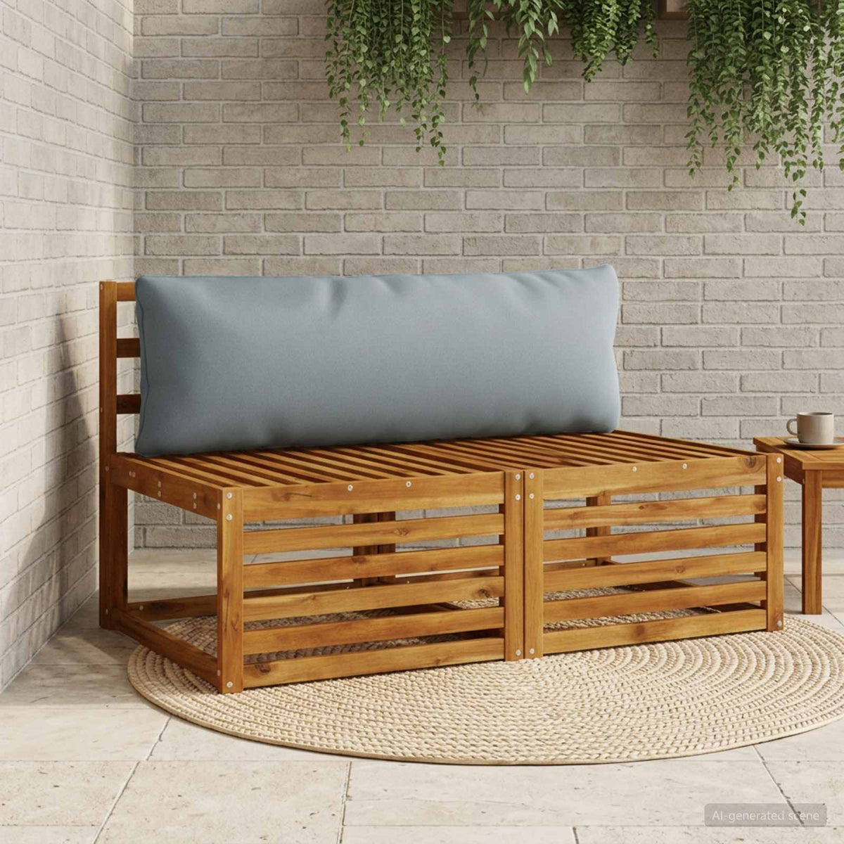 1-Delig Rugkussen PUTTEN 100% Polyester Blauw 120 x 40 x 15 cm