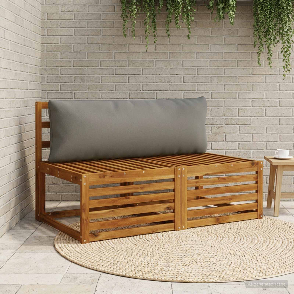 1-Delig Rugkussen PUTTEN 100% Polyester Grijs 120 x 40 x 15 cm
