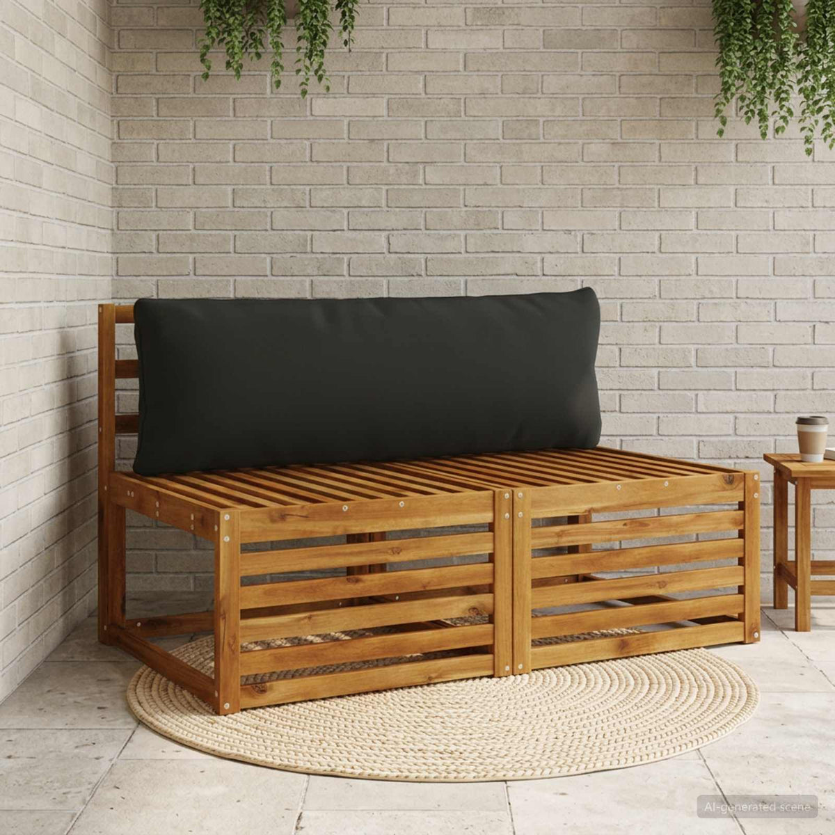 1-Delig Rugkussen PUTTEN 100% Polyester Zwart 120 x 40 x 15 cm