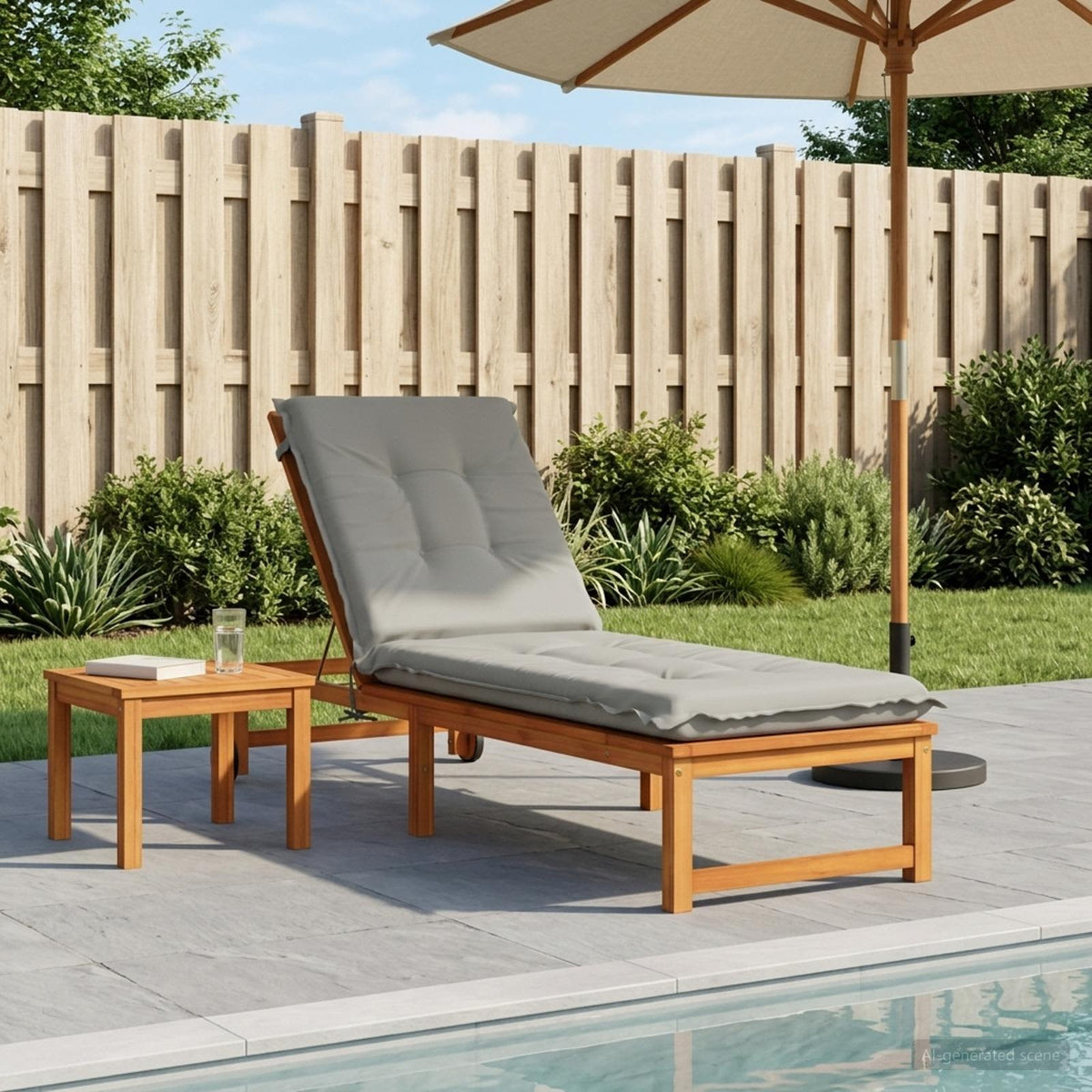 Ligstoel Kussen GEMERT 100% Polyester Grijs 190 x 50 x 9 cm