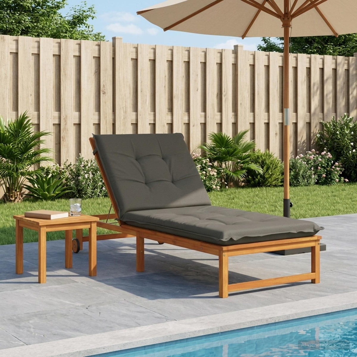 Ligstoel Kussen GEMERT 100% Polyester Grijs 190 x 80 x 9 cm