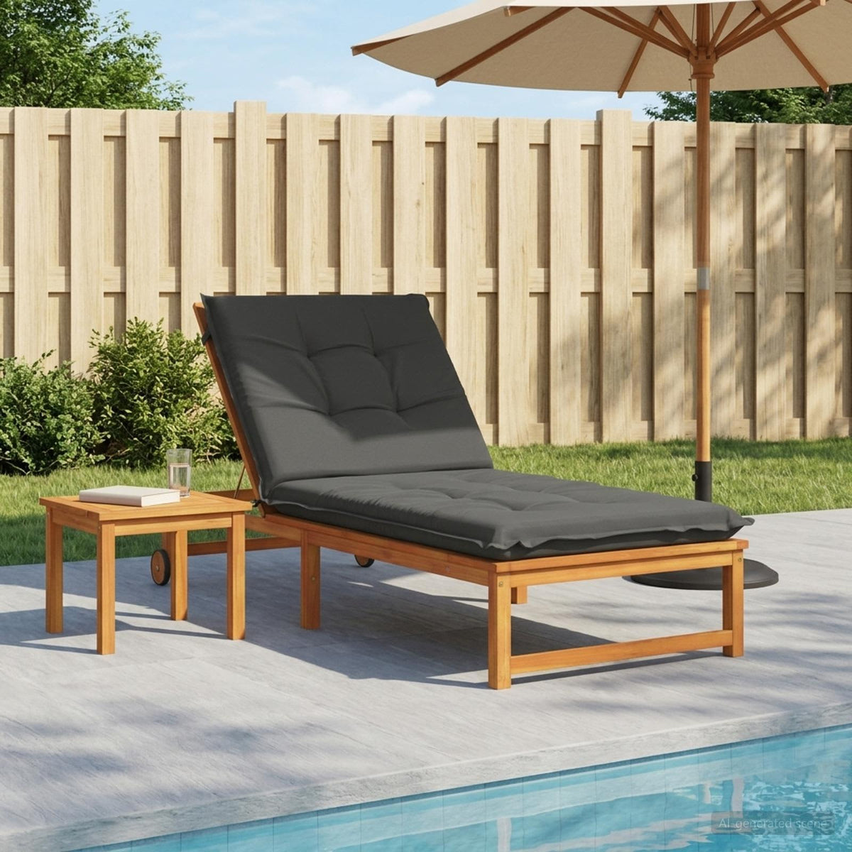 Ligstoel Kussen GEMERT 100% Polyester Antraciet 190 x 80 x 9 cm