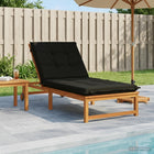 Ligstoelkussen 190x70x9 cm zwart polyester