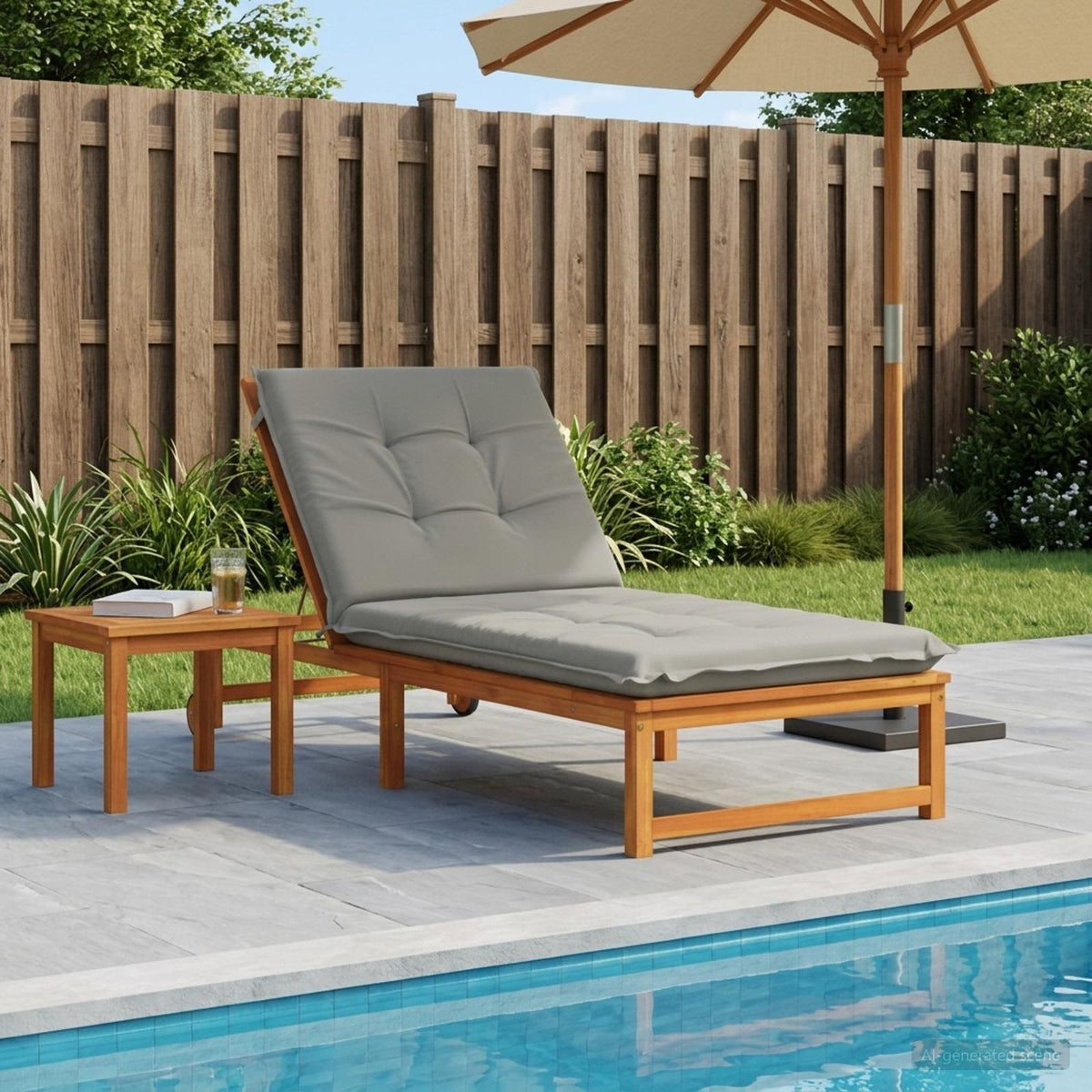 Ligstoel Kussen GEMERT 100% Polyester Grijs 190 x 80 x 9 cm