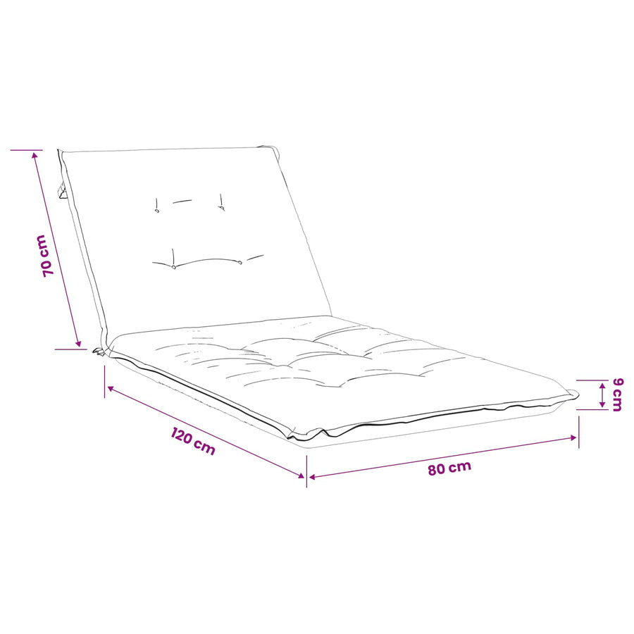 Ligstoel Kussen GEMERT 100% Polyester Roze 190 x 80 x 9 cm