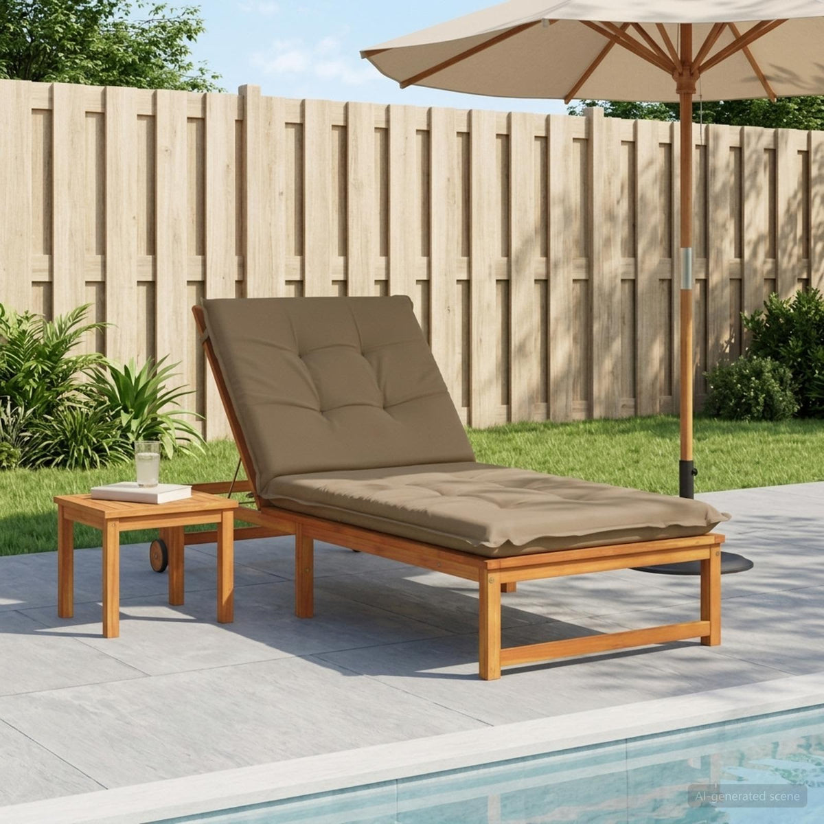 Ligstoel Kussen GEMERT 100% Polyester Taupe 190 x 70 x 9 cm