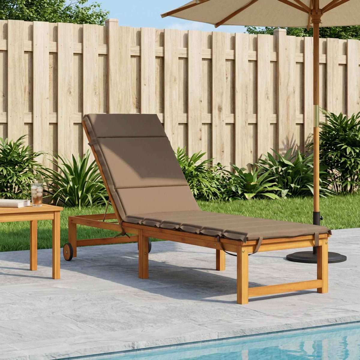 Ligstoel Kussen GEMERT 100% Polyester Taupe 200 x 60 x 3 cm
