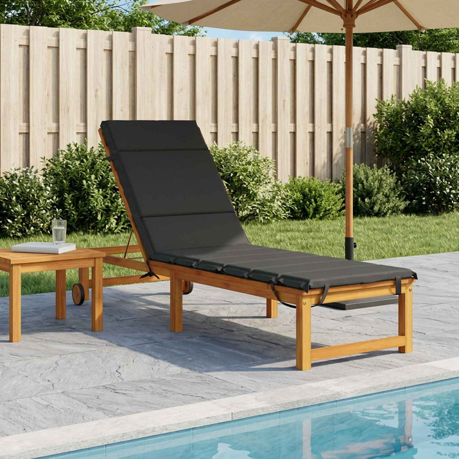 Ligstoel Kussen GEMERT 100% Polyester Antraciet 200 x 60 x 3 cm