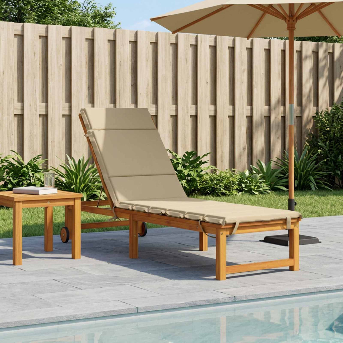 Ligstoel Kussen GEMERT 100% Polyester Beige 200 x 60 x 3 cm