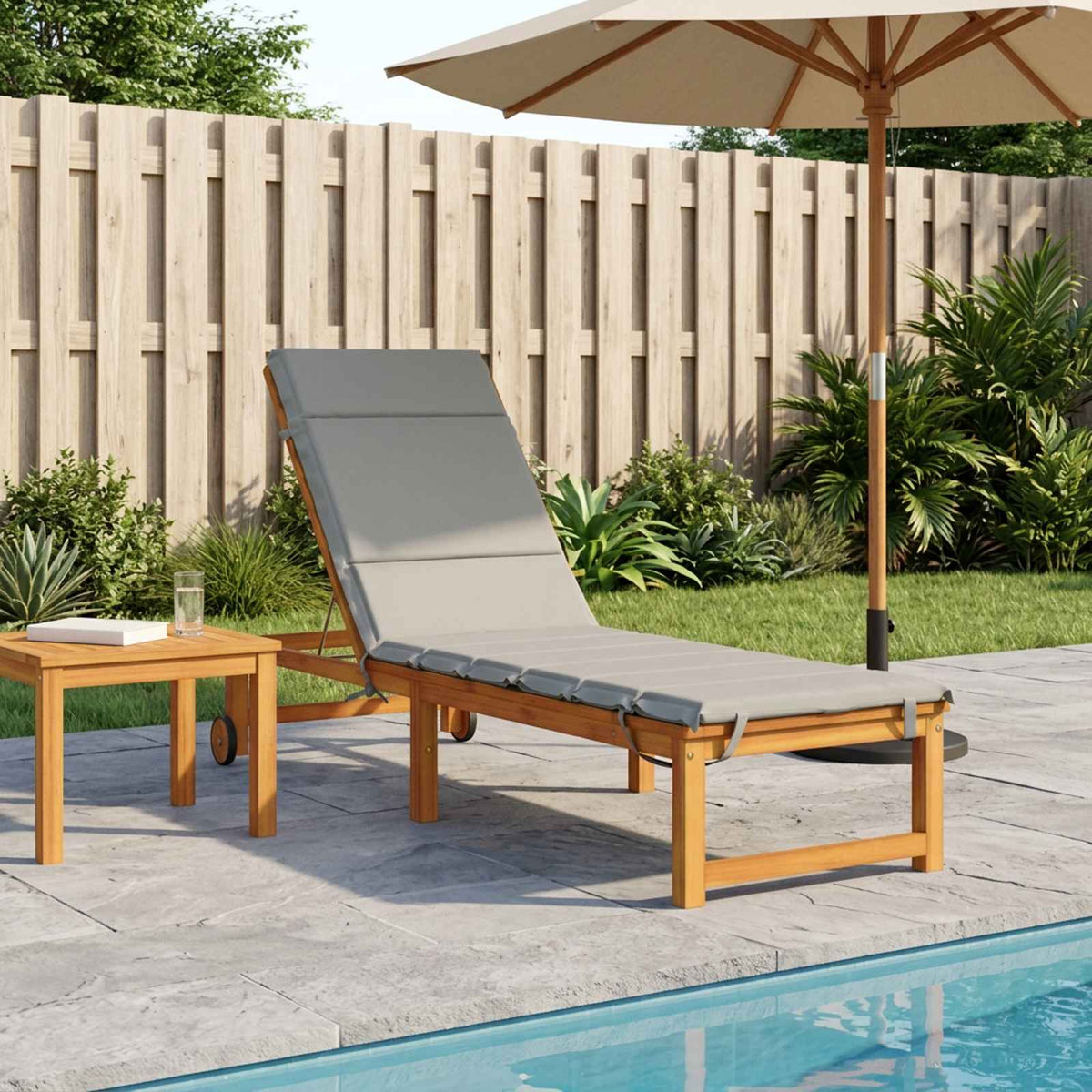 Ligstoel Kussen GEMERT 100% Polyester Grijs 200 x 60 x 3 cm
