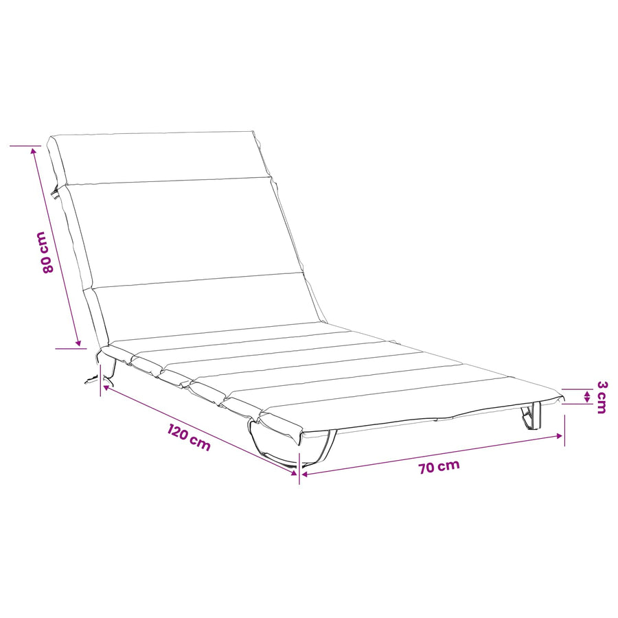 Ligstoel Kussen GEMERT 100% Polyester Wit 200 x 70 x 3 cm
