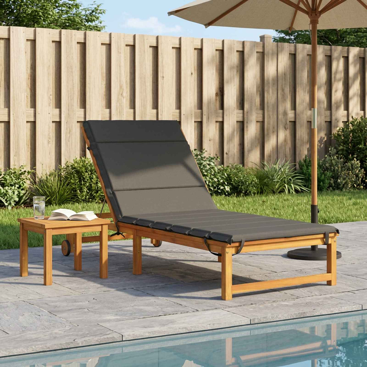 Ligstoel Kussen GEMERT 100% Polyester Antraciet 200 x 80 x 3 cm