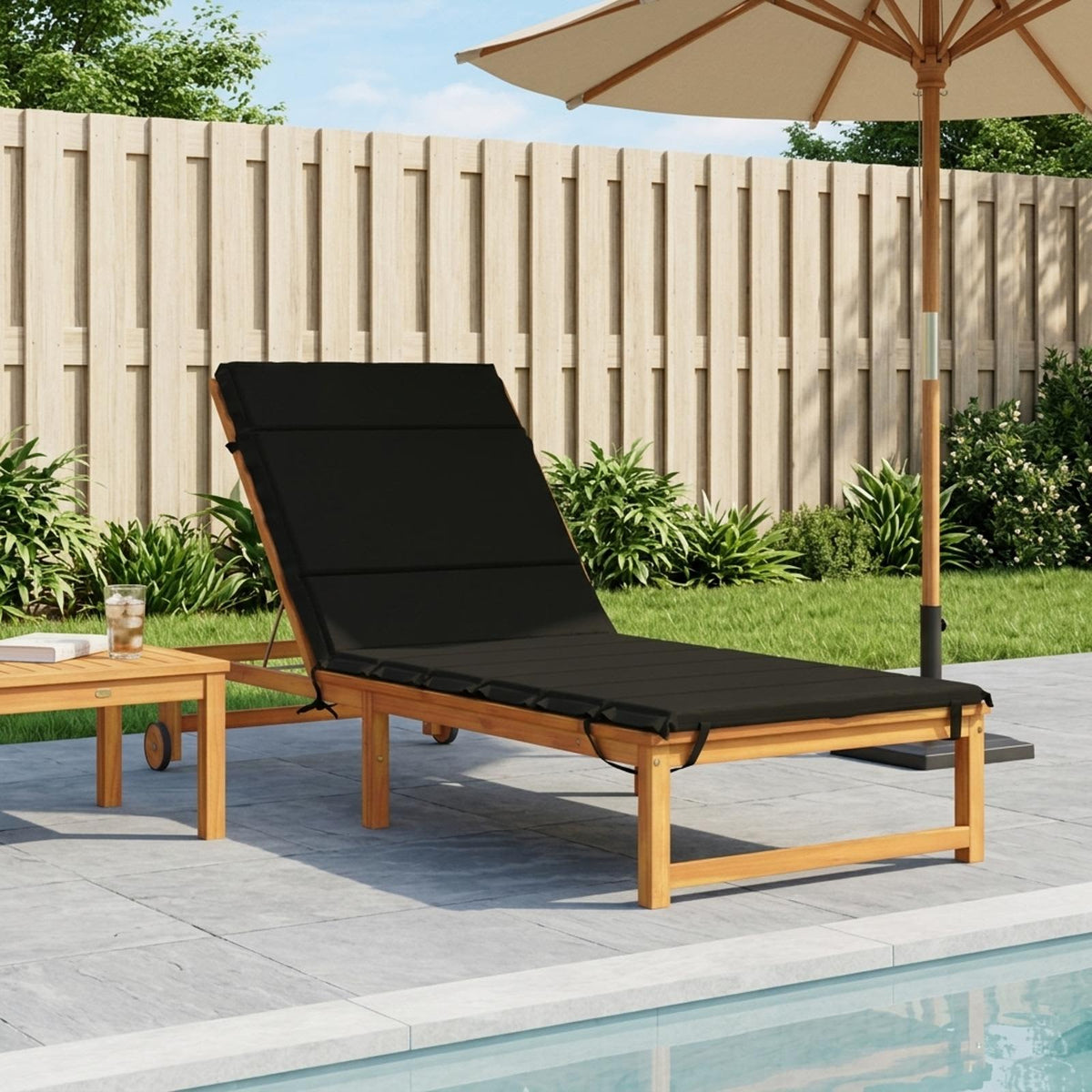 Ligstoel Kussen GEMERT 100% Polyester Zwart 200 x 80 x 3 cm