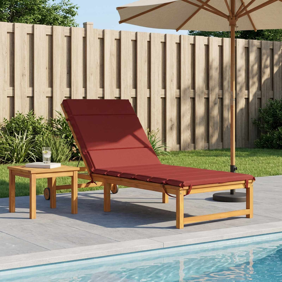 Ligstoel Kussen GEMERT 100% Polyester Wijnrood 200 x 80 x 3 cm