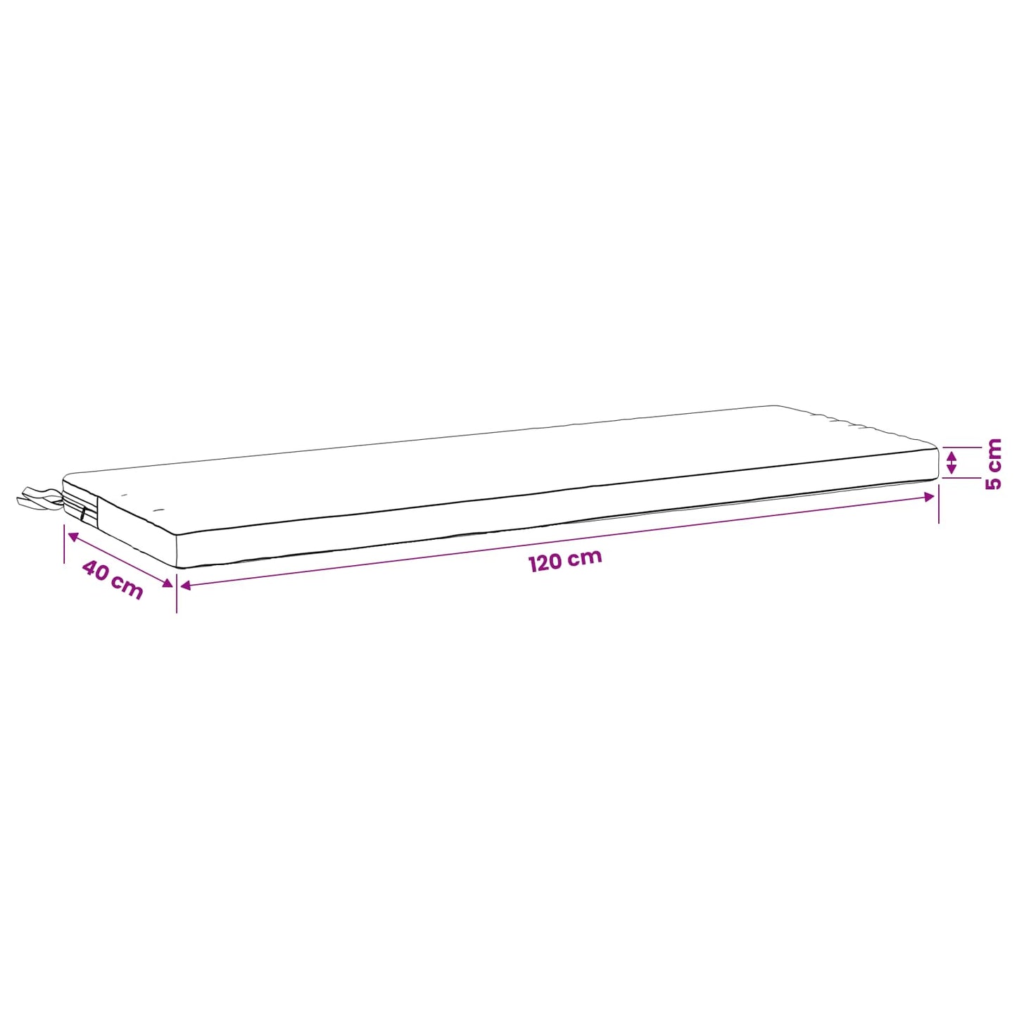 Bankkussen SOEST 100% Polyester Zwart 120 x 40 x 5 cm