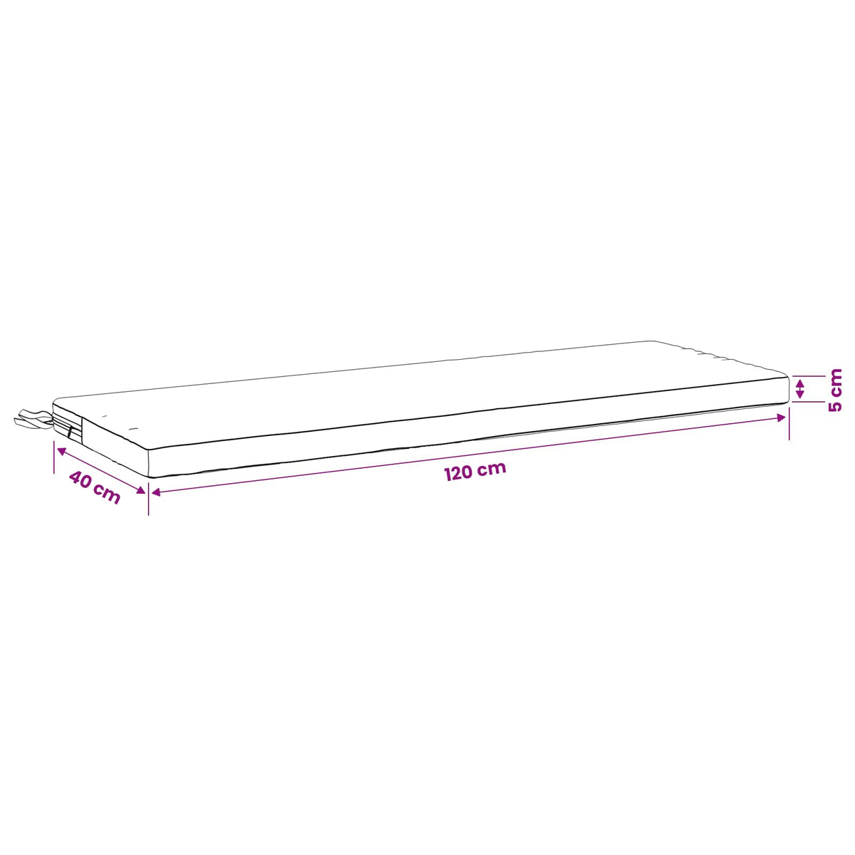 Bankkussen SOEST 100% Polyester Zwart 120 x 40 x 5 cm
