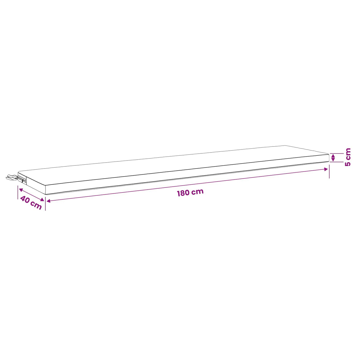 Bankkussen SOEST 100% Polyester Antraciet 180 x 40 x 5 cm