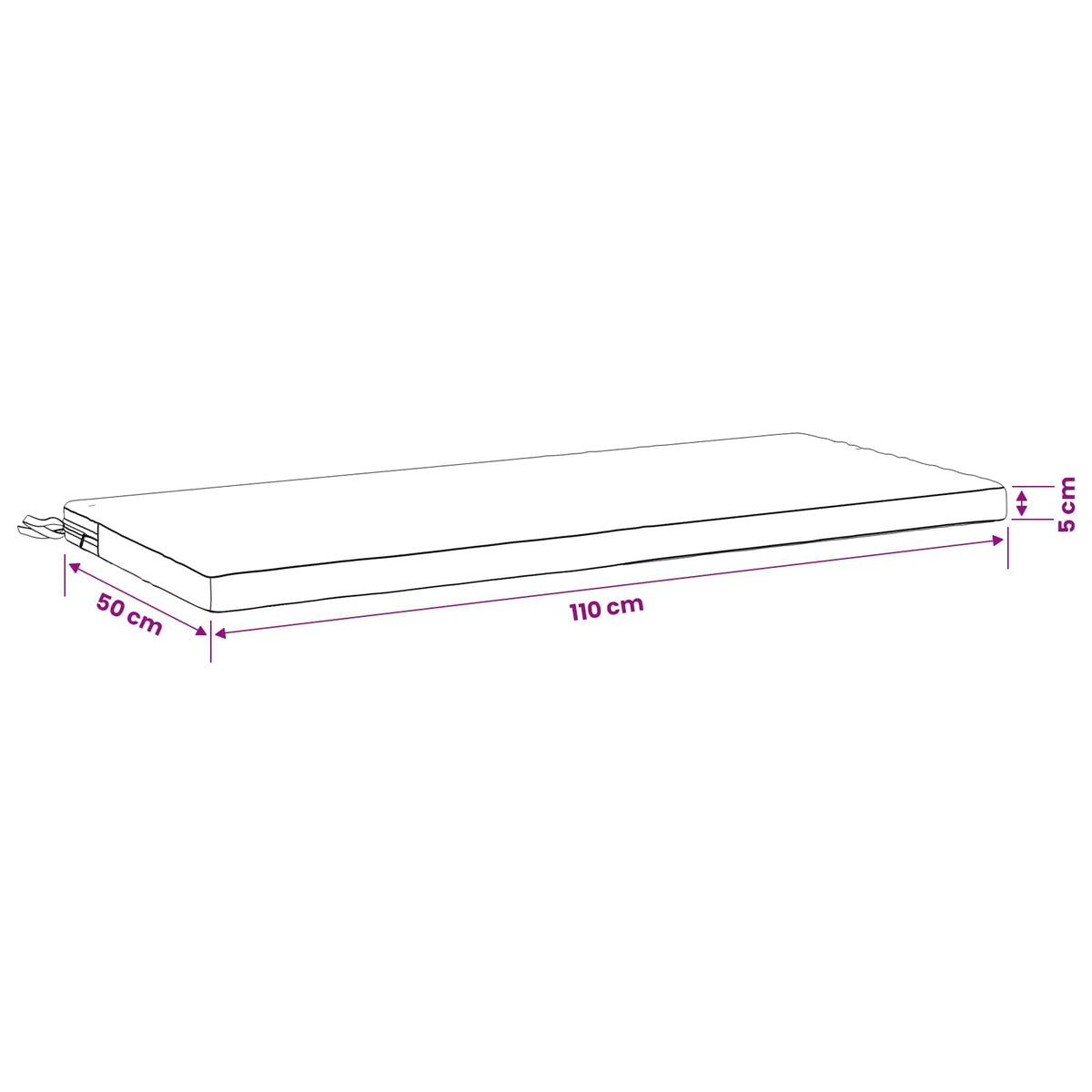 Bankkussen SOEST 100% Polyester Zwart 110 x 50 x 5 cm