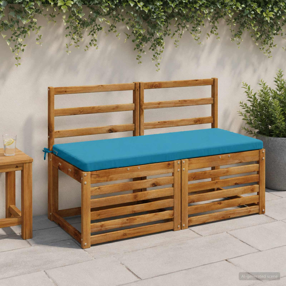 2-delige Bankkussens SOEST 2 st 100% Polyester Lichtblauw