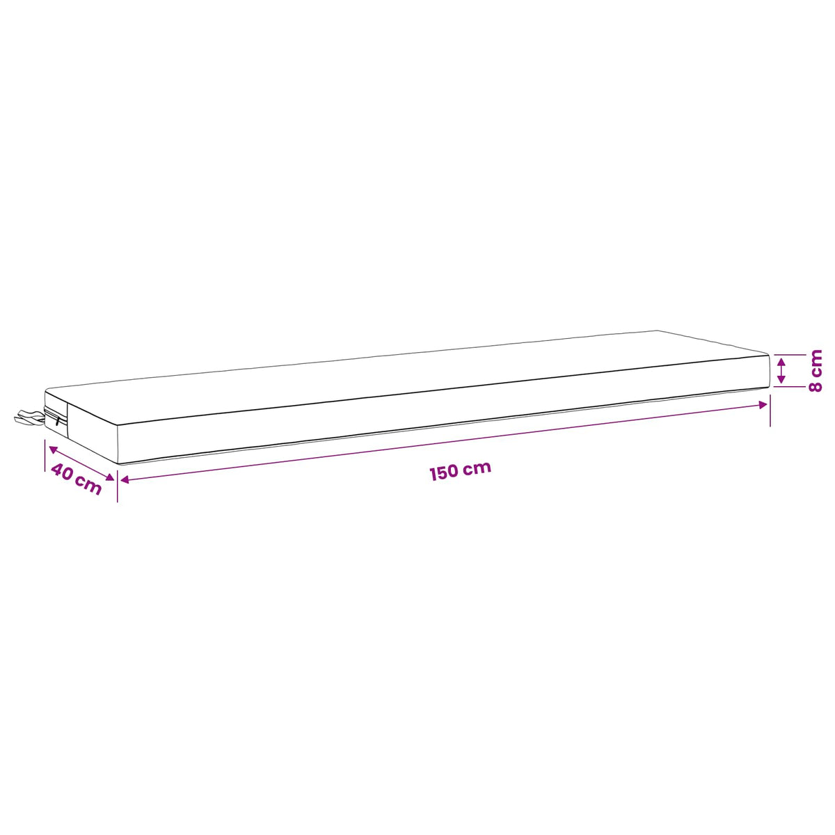 Bankkussen SOEST 100% Polyester Antraciet 150 x 40 x 8 cm