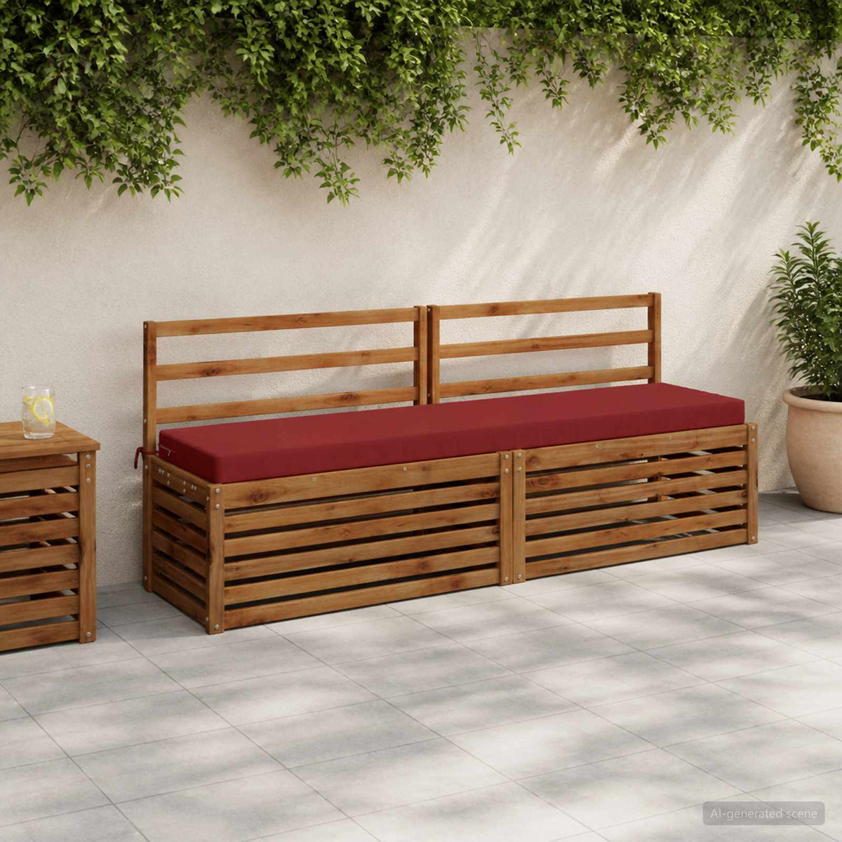 Bankkussen SOEST 100% Polyester Wijnrood 200 x 40 x 8 cm