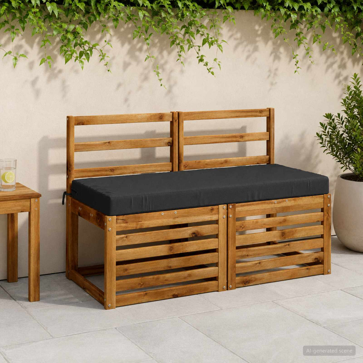 Bankkussen SOEST 100% Polyester Antraciet 120 x 50 x 8 cm