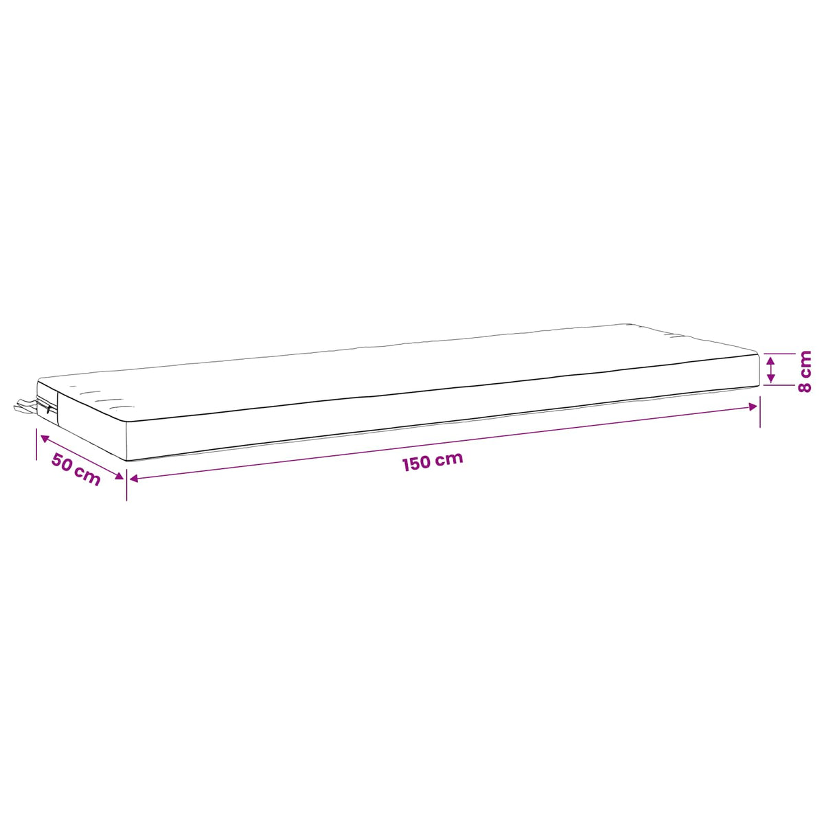 Bankkussen SOEST 100% Polyester Antraciet 150 x 50 x 8 cm