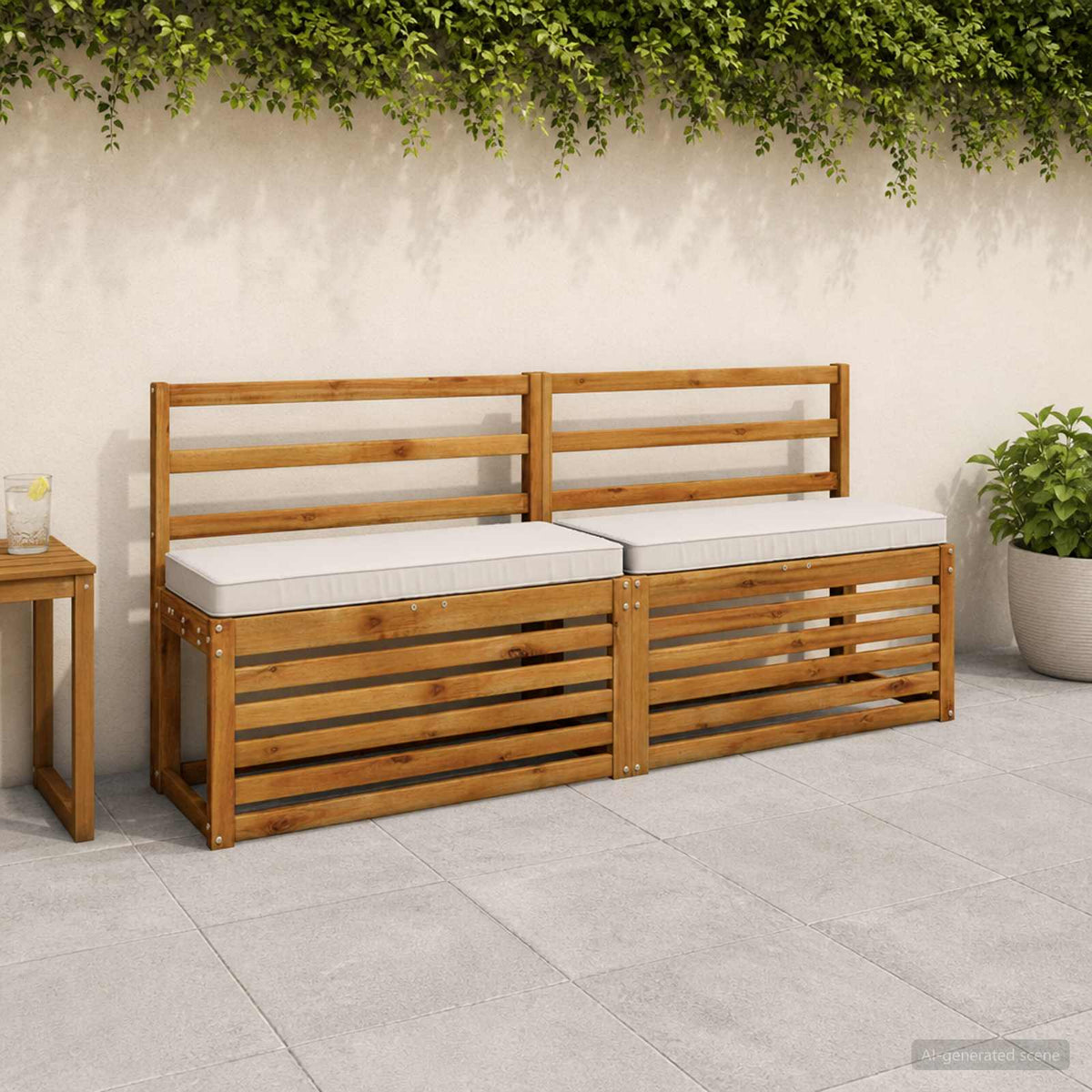 1-delig Bankkussen VUGHT 100% Polyester Wit 60 x 30 x 5 cm