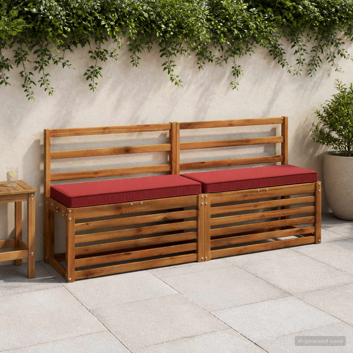 1-delig Bankkussen VUGHT 100% Polyester Wijnrood 60 x 30 x 5 cm