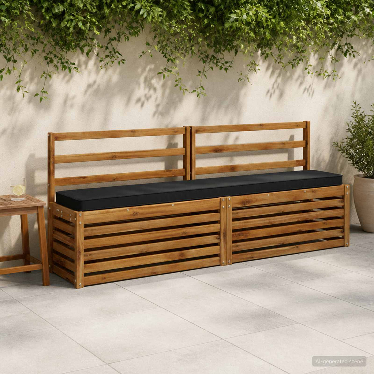1-delig Bankkussen VUGHT 100% Polyester Zwart 170 x 30 x 5 cm