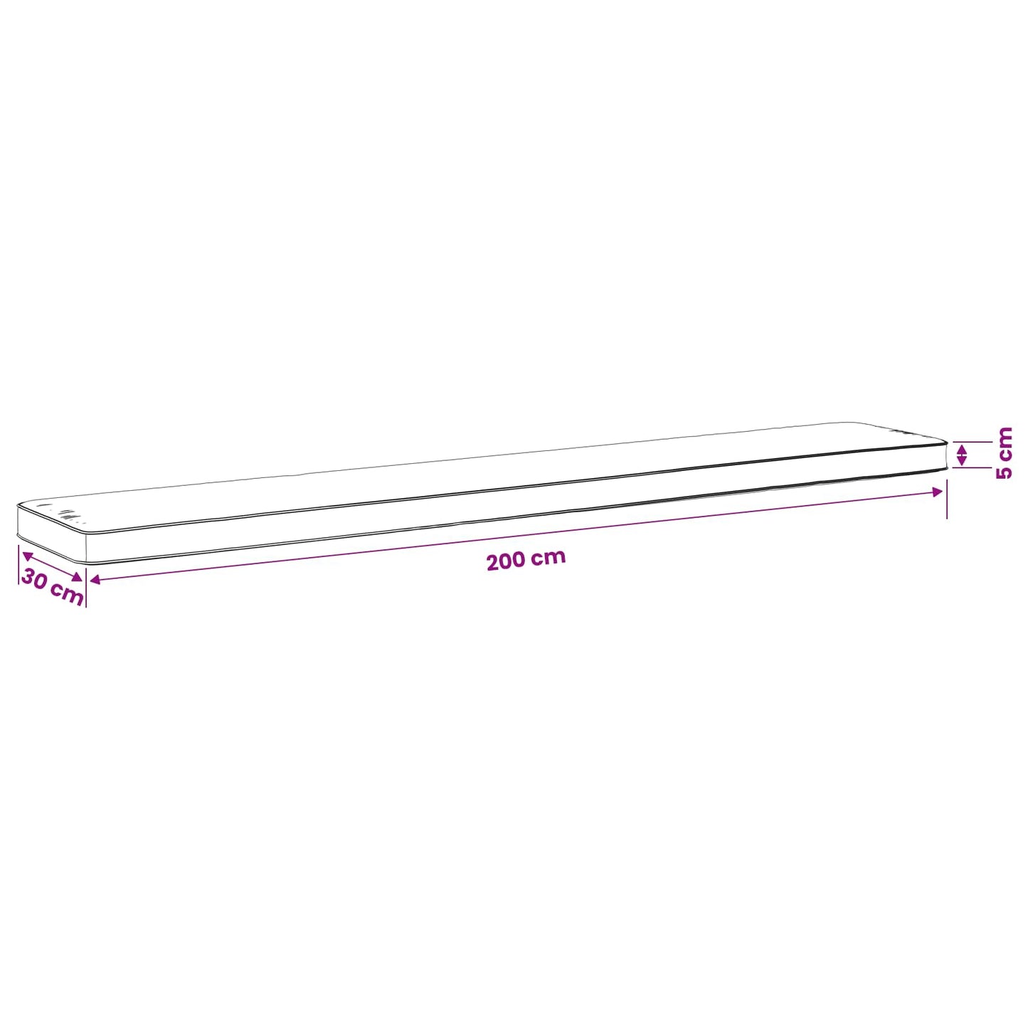 1-delig Bankkussen VUGHT 100% Polyester Wit 200 x 30 x 5 cm
