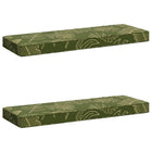 Bankkussens 2 stuks bladprint groen polyester