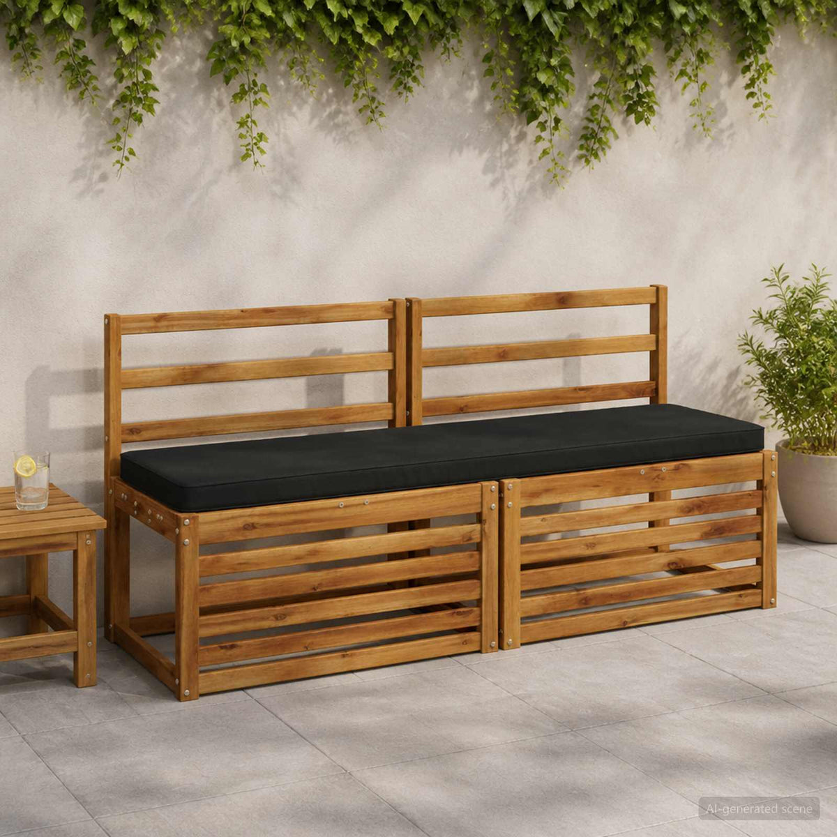 1-delig Bankkussen VUGHT 100% Polyester Zwart 160 x 40 x 5 cm