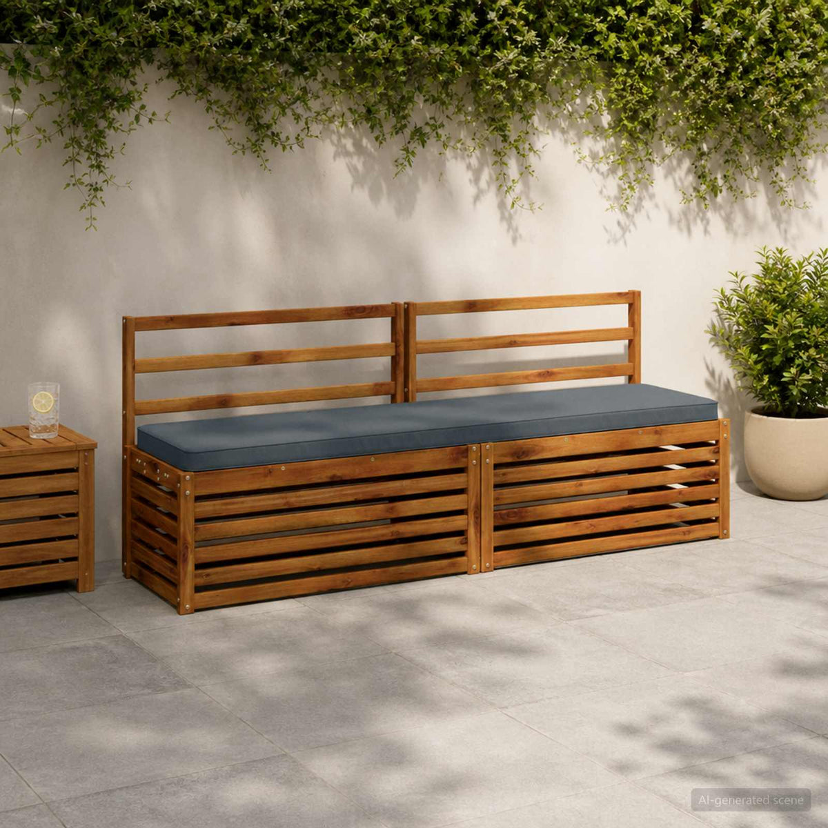 1-delig Bankkussen VUGHT 100% Polyester Blauw 170 x 40 x 5 cm