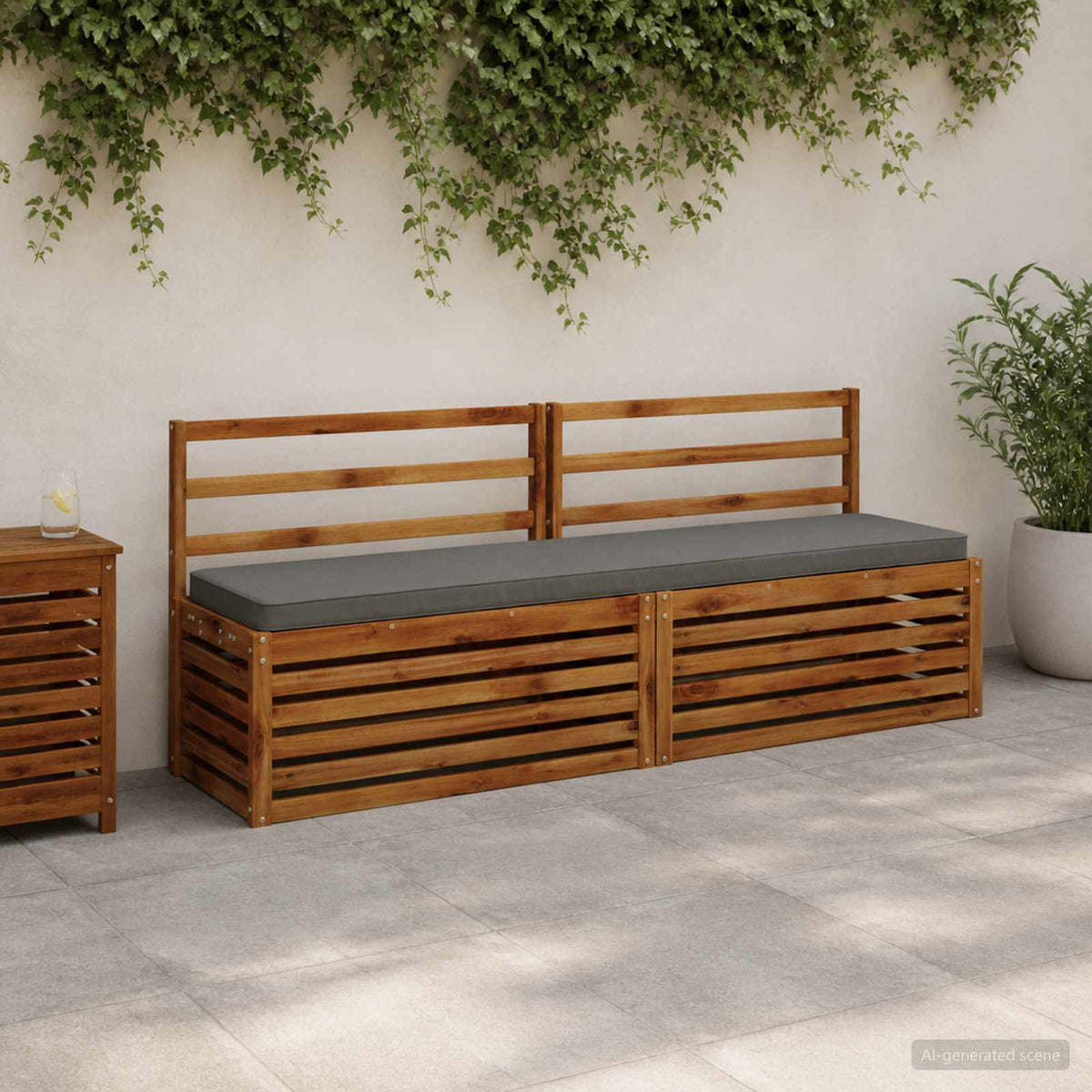 1-delig Bankkussen VUGHT 100% Polyester Grijs 170 x 40 x 5 cm