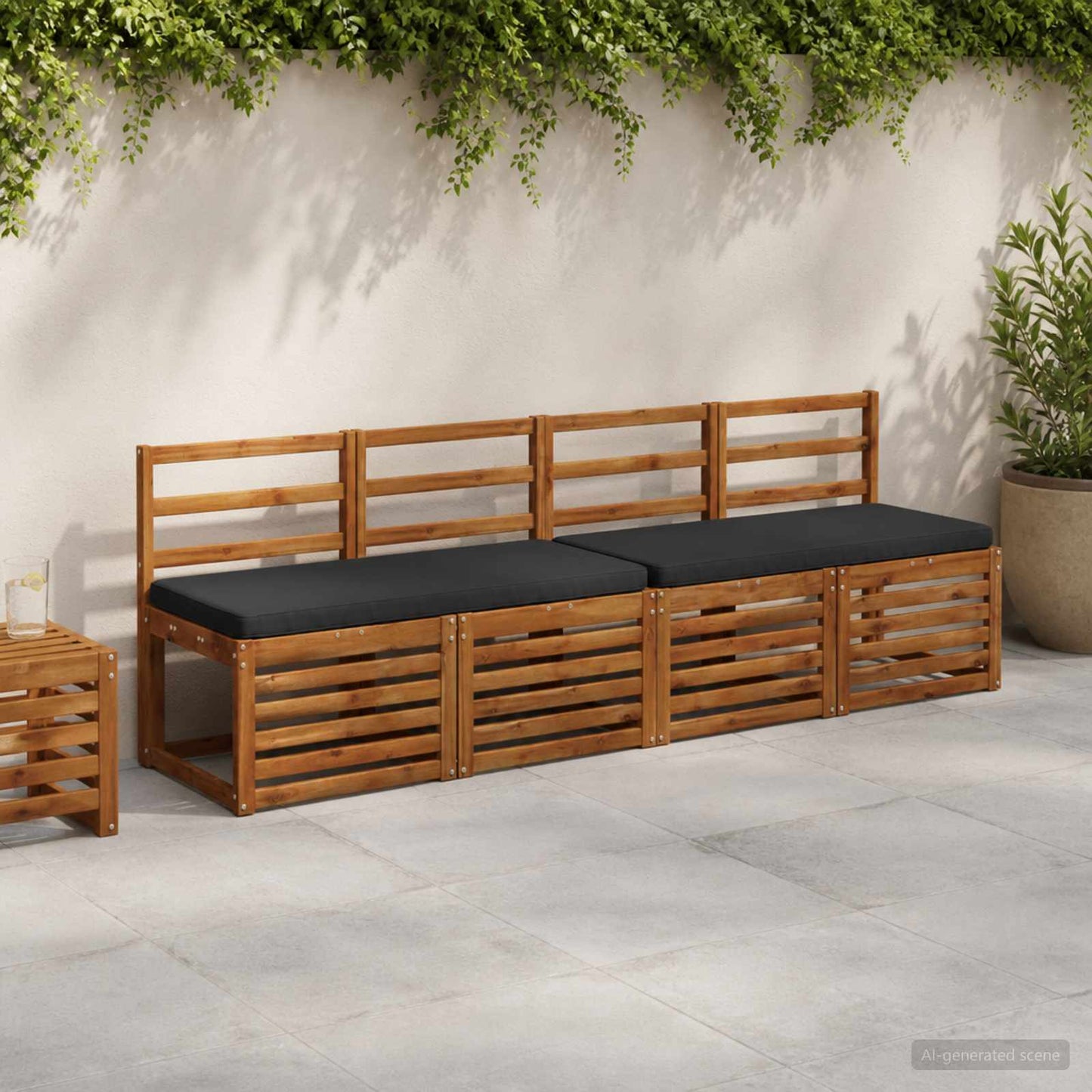 1-delig Bankkussen VUGHT 100% Polyester Zwart 100 x 50 x 5 cm