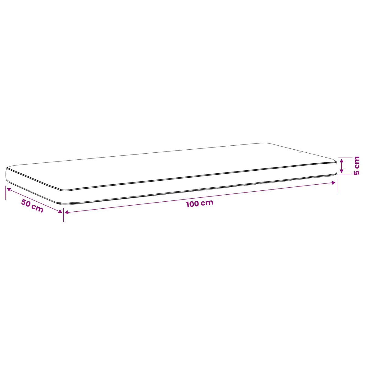 1-delig Bankkussen VUGHT 100% Polyester Zwart 100 x 50 x 5 cm