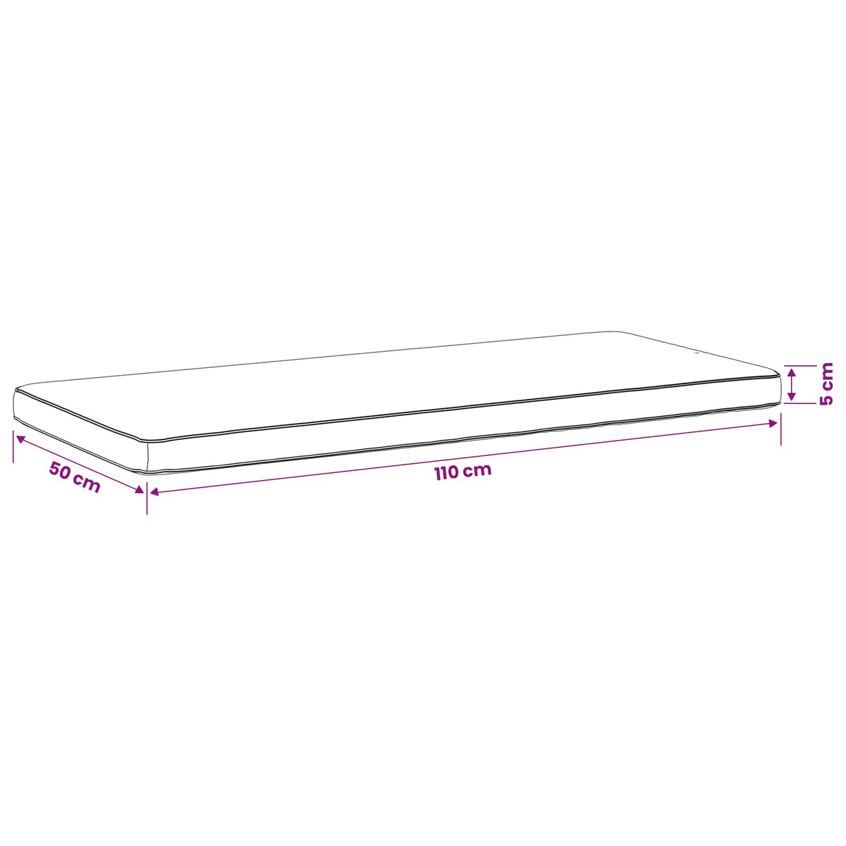 1-delig Bankkussen VUGHT 100% Polyester Wit 110 x 50 x 5 cm