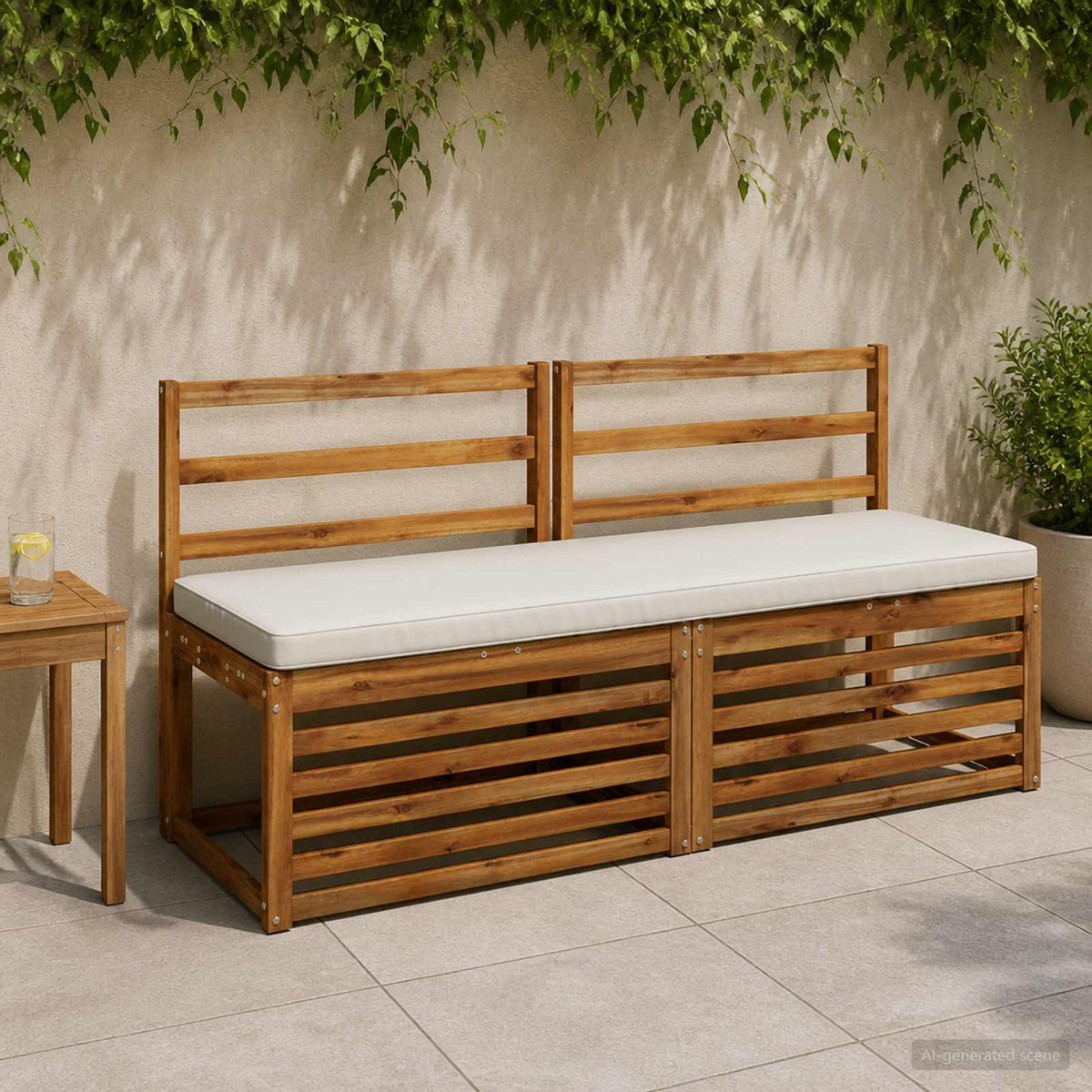 1-delig Bankkussen VUGHT 100% Polyester Wit 140 x 50 x 5 cm