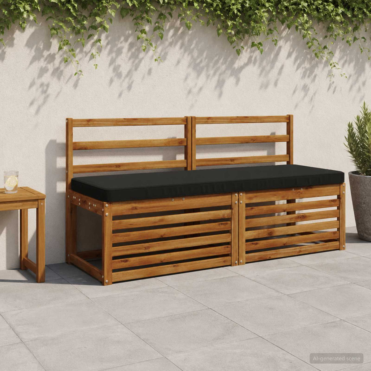 1-delig Bankkussen VUGHT 100% Polyester Zwart 140 x 50 x 5 cm