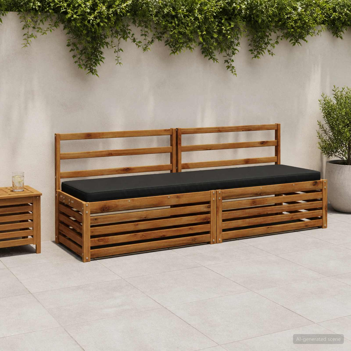 1-delig Bankkussen VUGHT 100% Polyester Zwart 170 x 50 x 5 cm
