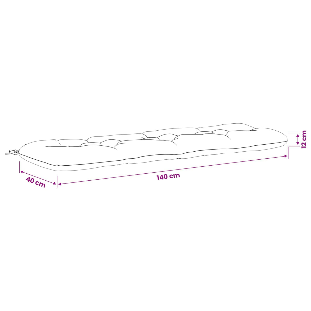 Bankkussen VIANEN 100% Polyester Grijs 140 x 40 x 12 cm