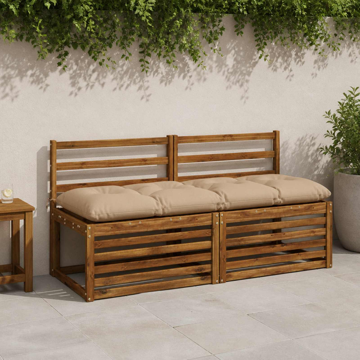 Bank Kussens VIANEN 2 st 100% Polyester Zand 150 x 50 x 12 cm