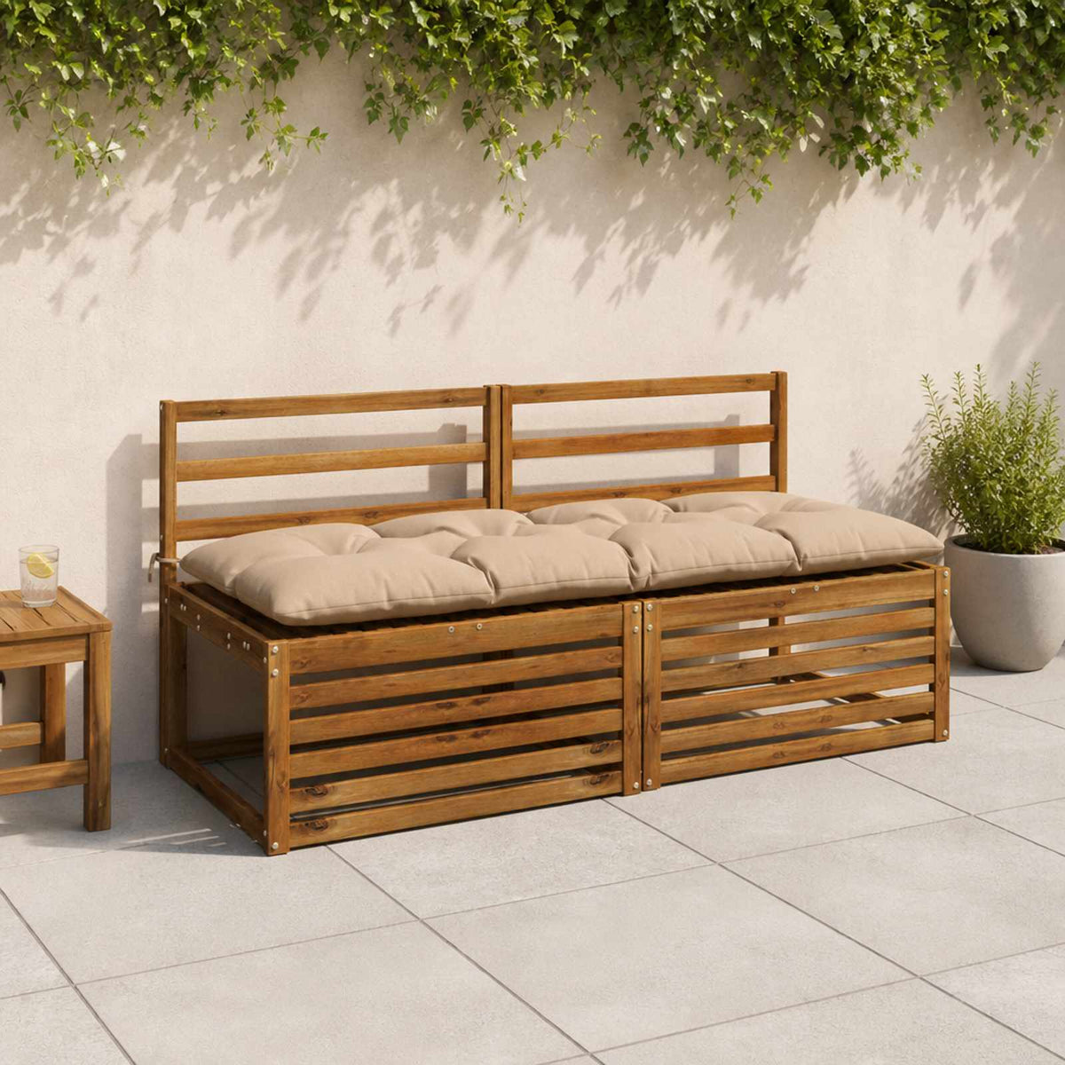 Bank Kussens VIANEN 2 st 100% Polyester Zand 150 x 60 x 12 cm