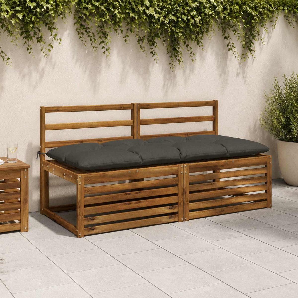 Bankkussen VIANEN 100% Polyester Antraciet 160 x 60 x 12 cm