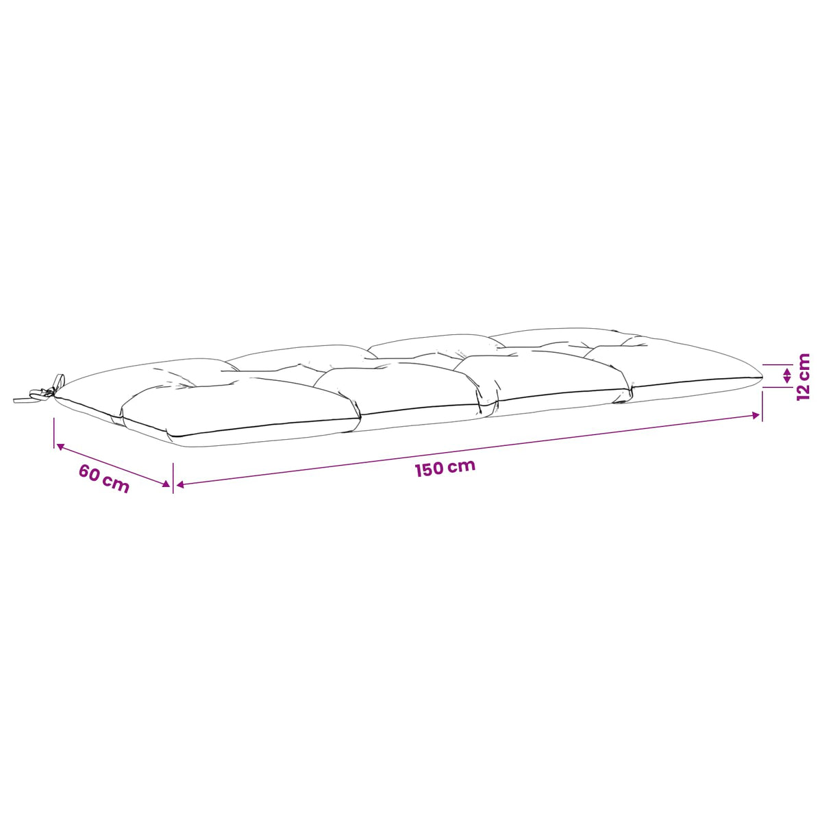 Bankkussen VIANEN 100% Polyester Antraciet 150 x 60 x 12 cm