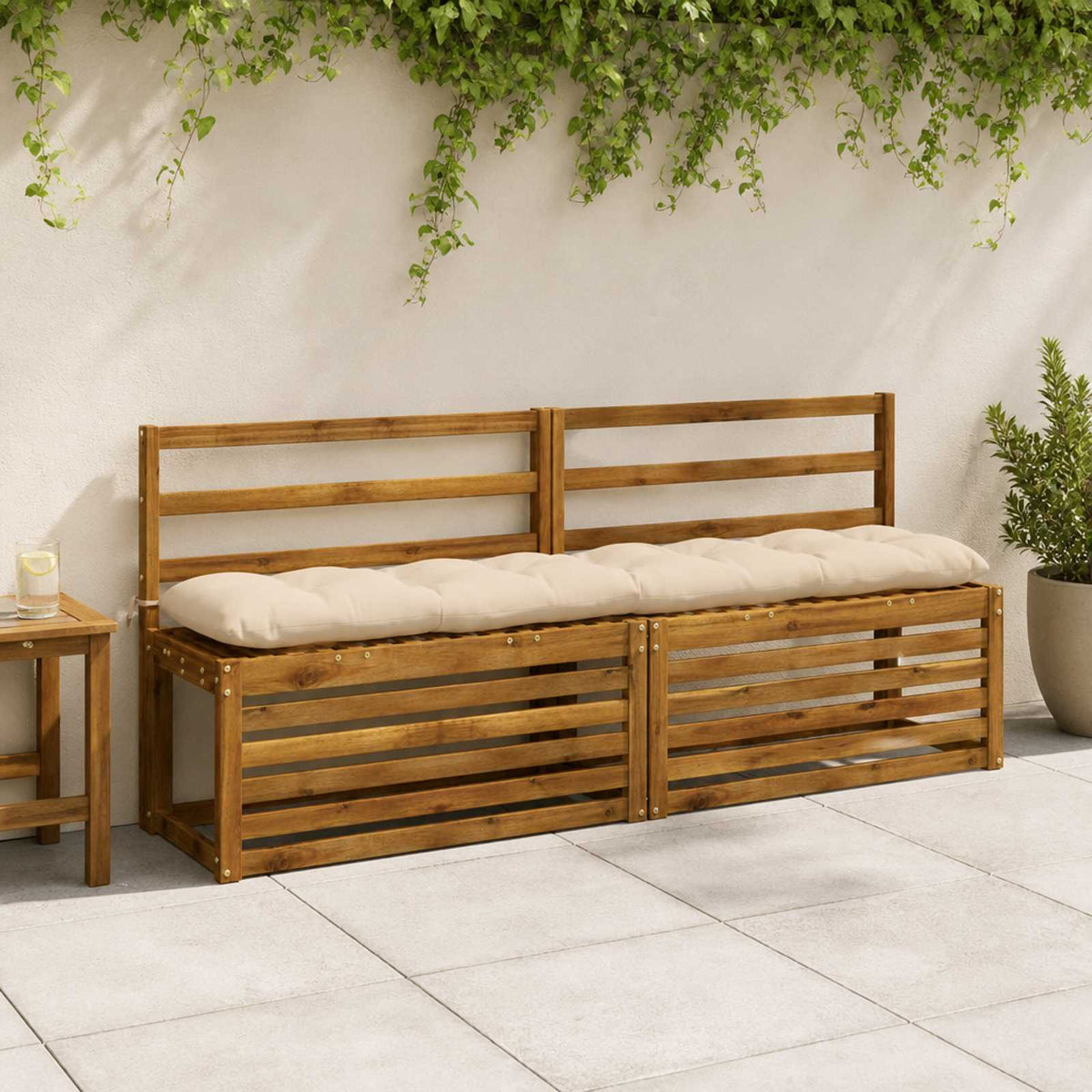 Bankkussen VIANEN 100% Polyester Crèmekleurig 180 x 30 x 12 cm