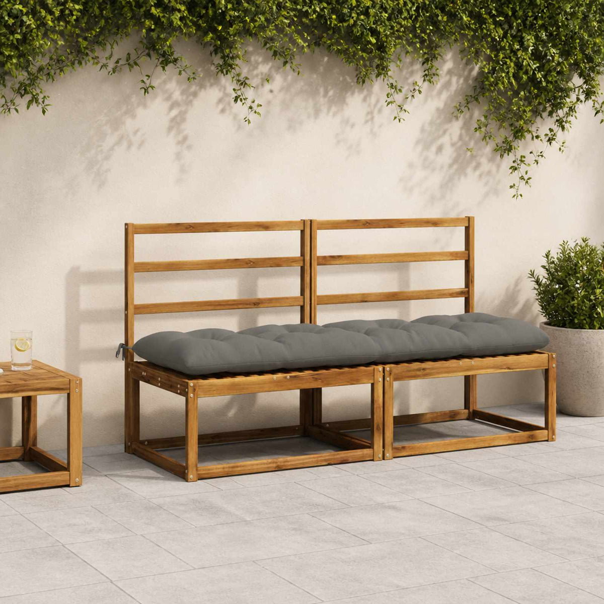 Bankkussen VIANEN 100% Polyester Grijs 180 x 50 x 12 cm