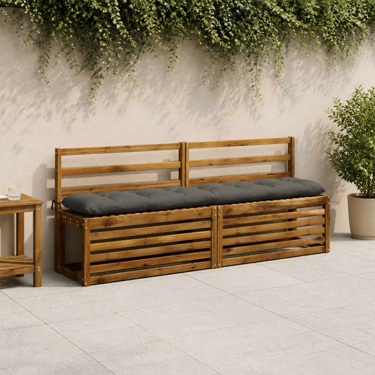 Bankkussen VIANEN 100% Polyester Antraciet 190 x 30 x 12 cm
