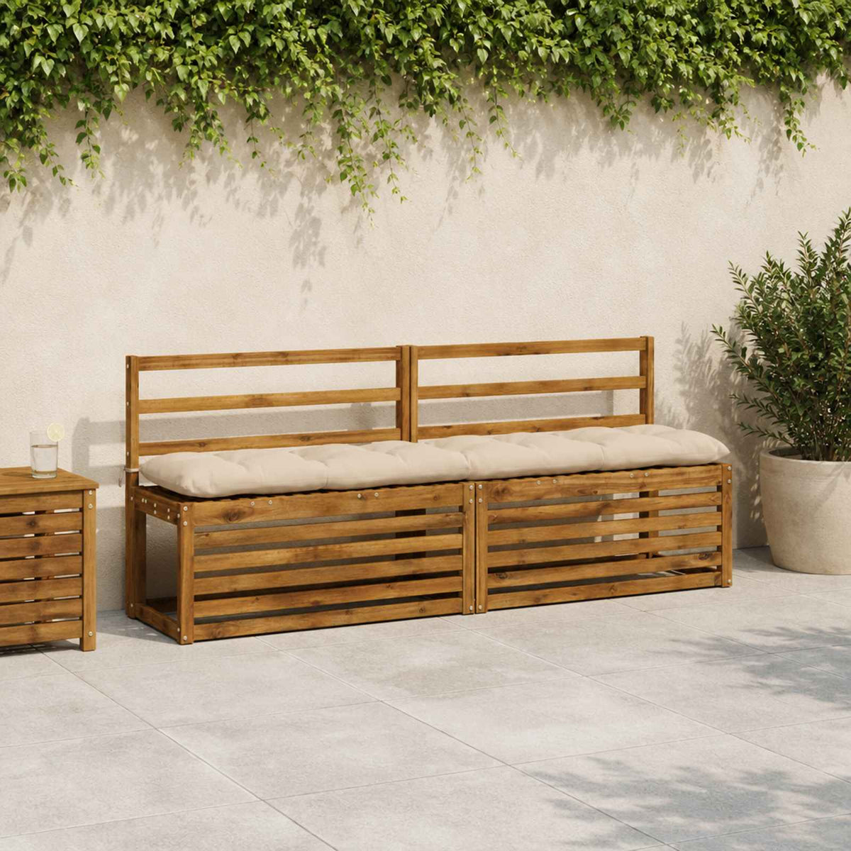 Bankkussen VIANEN 100% Polyester Crèmekleurig 200 x 30 x 12 cm
